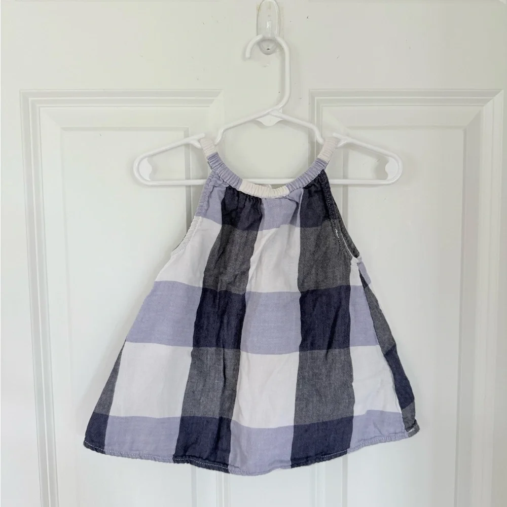 Old Navy White and Navy Plaid Halter Tank Top